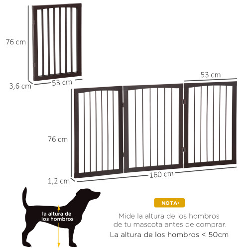 PawHut Barrera de Seguridad Marrón 160 x 1.2 x 76 cm 1