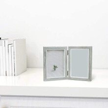 Double Picture Frame 4X6in Rustic Grey Photo Frames Wooden Hinged Folding,Wedding Gifts,'s Father's Day Present