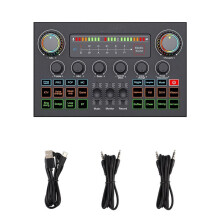 F999 Ultra Sound Card Touch Screen Mixer K Song Recording Acompanhamento Independent Live Sound Card Preto