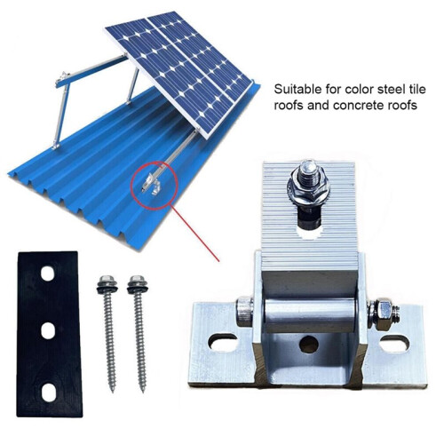 Solar Panel Mounting Brackets Set, Adjustable 15-30 Degree Angle, Drill-Free Installation 1