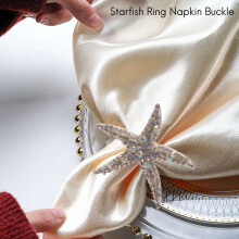 8 Pack Crystal Starfish Napkin Rings,Rhinestone Napkin Ring Napkin Holders for Wedding Party, Beach Table Decor