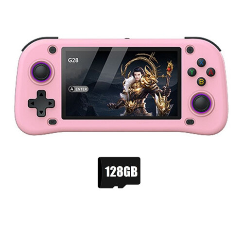 Console de Videogame Portátil Retrô G28 128 GB, Mais de 20.000 Jogos, Tela de 4,3 Polegadas, Linux Pocket Player para PSP/PS1/N64 Simulator D