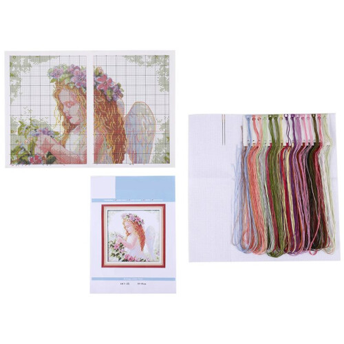 Artisanat Fleur Ange Point de Croix Kit 14CT 35X35Cm 1