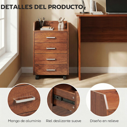 Vinsetto Cajonera de Escritorio Marrón 40 x 36 x 65 cm 1
