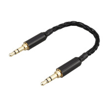 Black Silver Plated 3.5mm Male to 3.5mm Male Stereo Audio Hifi Audio Cable Car AUX Wire Jump Cable 1m