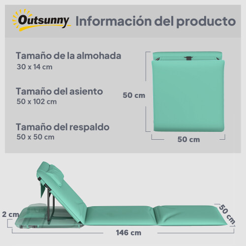 Outsunny Esterillas de Playa Verde 50 x 146 x 2 cm 2