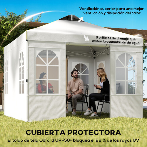 Outsunny Carpa Plegable Blanco 293 x 293 x 272 cm 1