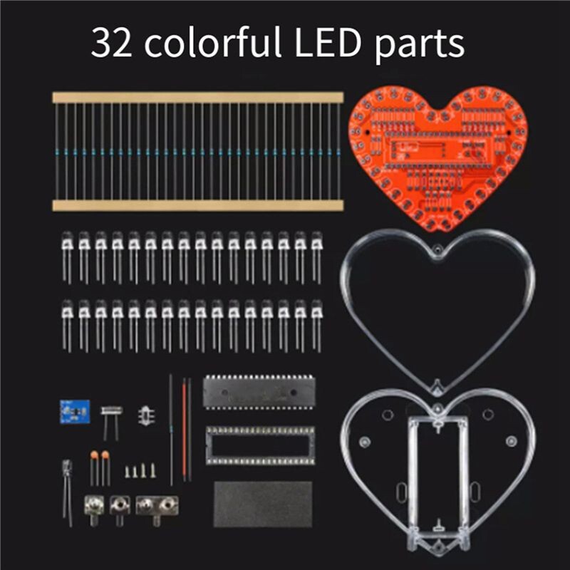 2X Heart Shaped RGB LED Flashing Light Module DIY Electronic Kit Water ...