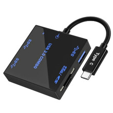 USB 3.0 Fem-i-Ett-Expansionsdocka Bärbar USB 3.0 Ljusemitterande HUB /TF Extern Expansionsdocka med Flera Portar