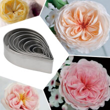 7Pcs Cake Decor Rose Molds Stainless Steel Water Drop Shape Fondant Cutters
