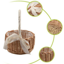 4Pcs Woven Flower Basket Rattan Storage Basket Flower Girl Hand Basket Handmade Flower Basket with Bow,Large