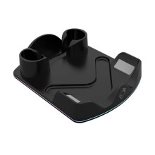 For Meta Quest 3S VR Helmet Charging Base Handle Contact Charging Stand with Atmosphere Light Charging Base Black