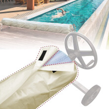Pool Cover Reel Protective Cover 550x96 cm Beige Solar Blanket UV and Debris Shield for Pools