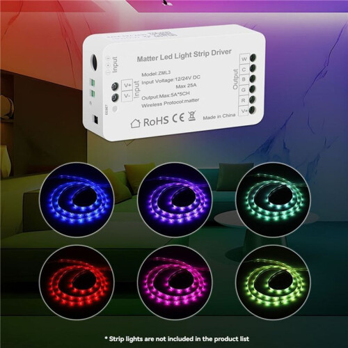 4X Matter Wifi LED Strip Light Controller RGBCW Controller LED Strip Bixb/Siri/per  Home/per Supporto Controllo Alexa 2