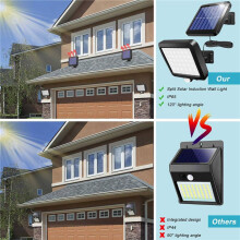 2X Solar Power Wandleuchte Outdoor Bewegungssensor Licht 56 LED Sicherheitsnachtlicht für Garten Garage Einfahrt Veranda Zaun