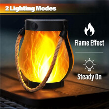 4X Lanternes Solaires à Flamme Vacillante, Lampes de Jardin avec Double Charge USB et Lanterne Solaire D'Extérieur Étanche Suspendue.