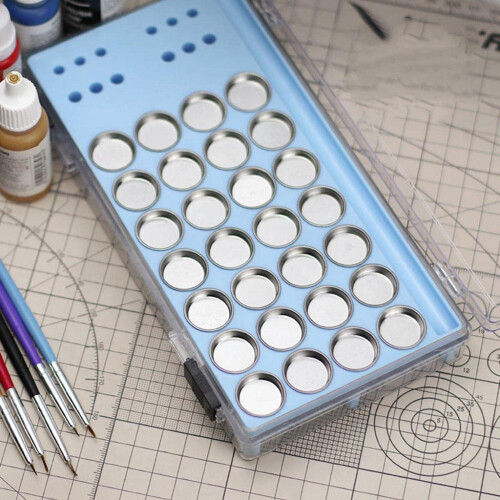 Model Paint Palette Storage Box Double Layer Art Supply Organizer with Transparent Secure Cover 1