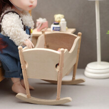 1:12 Puppenhaus Miniatur Aus Holz Kinderzimmer Wiege Babybett Puppen MöBel Baby Bett Kinder Spielzeug