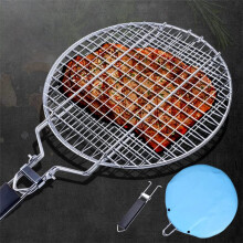 Stainless Steel BBQ Grill Mesh NonStick Round Barbecue Rack for Home Roasting Bacon Color D