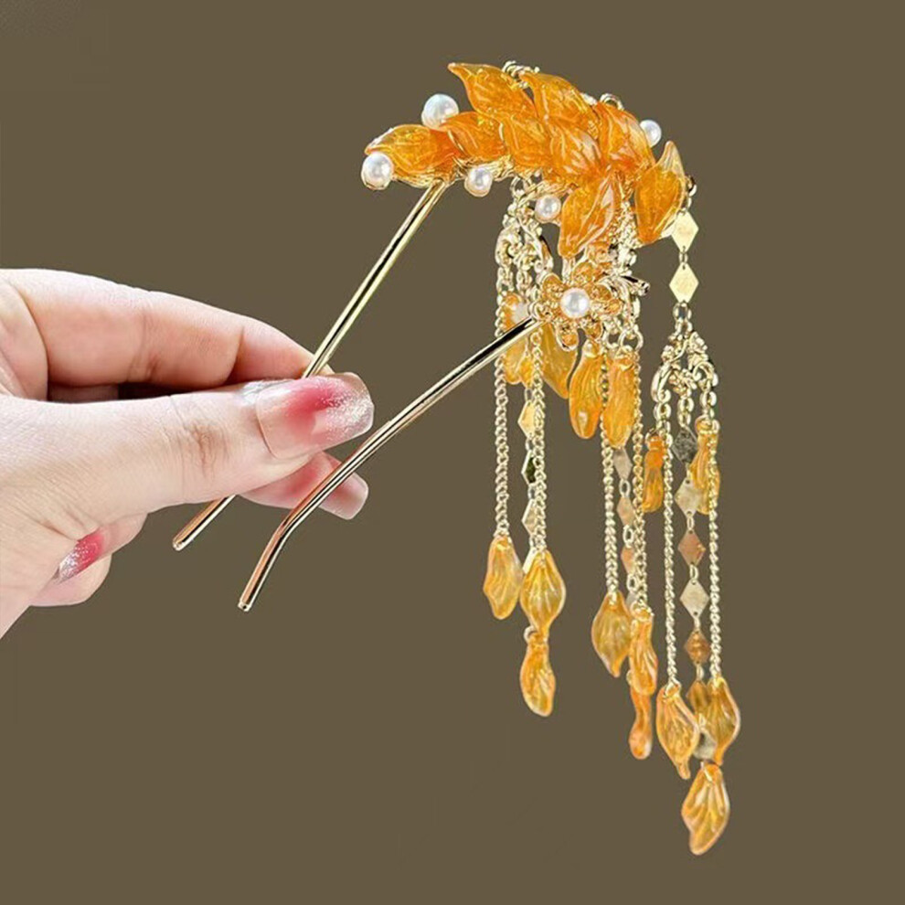 Roc-Electron Yellow (Yellow) Chinese U-Shape Alloy Hairpin For Parties