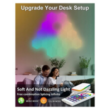 Panneau Lumineux Intelligent RVB Lampe Hexagonale Ambiance IntéRieure Applique Murale Commande Vocale APP Veilleuse pour Salle de Jeux (B)
