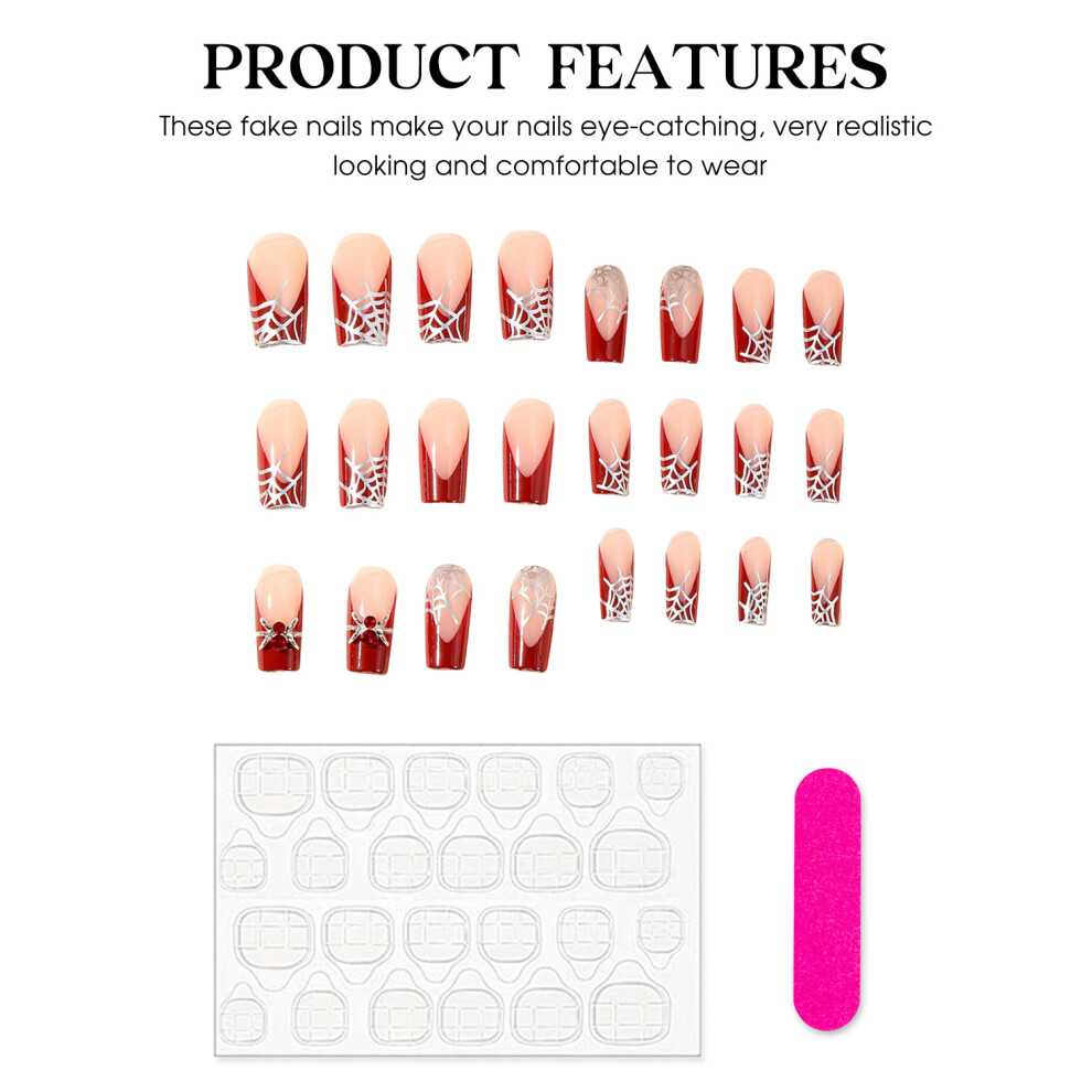 Creation-3C Red Tip Halloween Fake Nails - Salon Manicure Supply