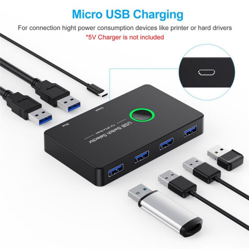 USB KVM  USB 3.0 KVM USB Switcher for Keyboard Mouse Printer Mi Box 2Pc Port Sharing 4Pcs Device USB Hub 1