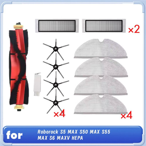 12 Pcs for  S5 MAX S50 MAX S55 MAX S6 MAXV Vacuum Accessories Main Side Brush Mop Filter 2