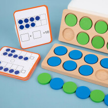Wooden Ten Frame Set for Kids, 21.5*3*16.5CM Early Math Games