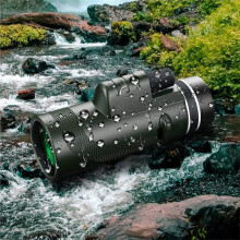 80x100 High-Power Monocular with Phone Adapter - HD for Hunting, Birding, Travel - Dark Green