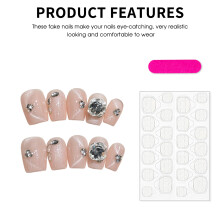 (XS) Pink Cat Eye Fake Nails for Women & Girls