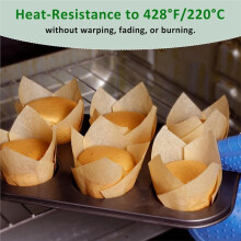 150pcs Unbleached Tulip Cupcake Liners - Natural Parchment Baking Cups for Wedding, Birthday, Christmas Party
