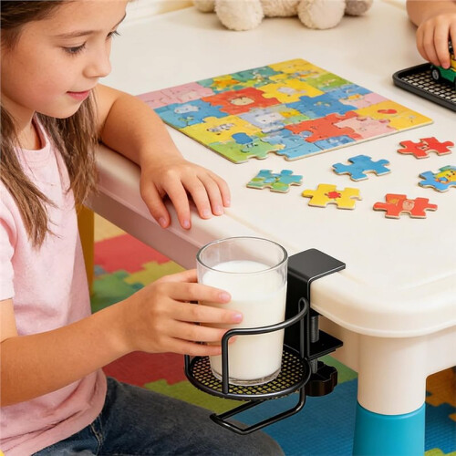 Anti-Spill Desk Cup Holder - Dual Function Beverage and Headphone Organizer for Office and Gaming 1