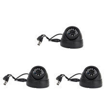 3X Svart övervakningskamera PAL 1/3 Tum CMOS 700TVL 24 LED IR Cut 3,6 mm Säkerhet Inomhus Kupol CCTV-Kamera