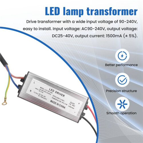 Transformateur Pilote Driver Transformateurs de lampe LED 50W impermeable de 1500mA DC25-40V 1