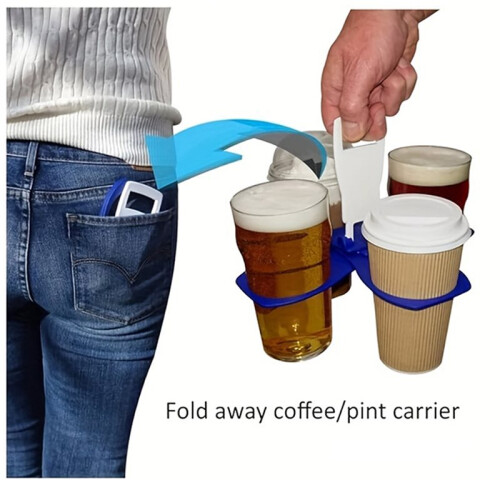 Compact and Durable Beverage Tray - Foldable, Reusable Coffee, Soda, and Beer Beverage Rack 1