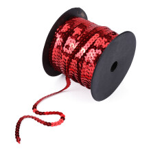 DIY 100 Yards 6mm Red Shiny Flat Round Sequin Sewing String Line