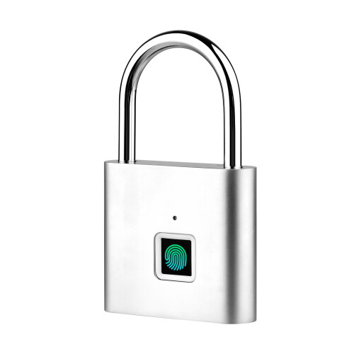 Rechargeable Smart Fingerprint Padlock, IP56, 20 Prints, Micro USB