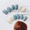 24pcs Gray Blue Marble Press On Nails 4