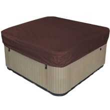 Waterproof UVResistant Square Hot Tub Cover 207x207x30cm Brown Large Outdoor Spa Protection