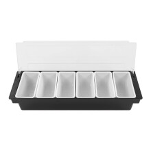 Kitchen Seasoning Box with Cover 6 Grids Plastic Black 16x49.5x9cm