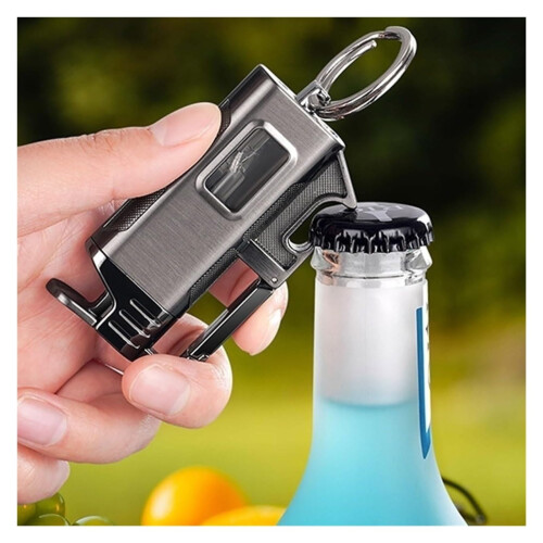 Butane Torch Lighter, Windproof Butane Lighter with Blue Jet Flame, Refillable Keychain  Black 1