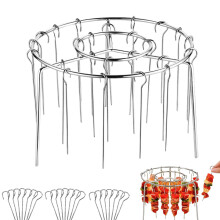 Air Fryer Kebab Rack with 48 Skewers, Stainless Steel Skewer Stand for BBQ Grill and Oven