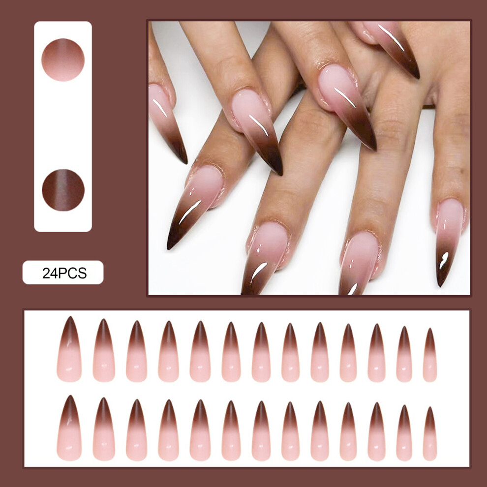 Dcph-Clothing Gradient Pointed Fake Nails - Lightweight & Easy Stick