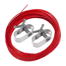 100FT Red Plastic Coated Steel Pool Cover Cable and Winch Kit for Winter Pool Covers