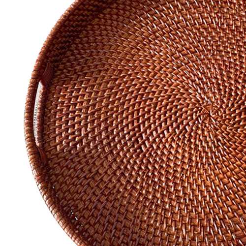 (Brown, 30cm) Handwoven Rattan Fruit Basket Kitchen Decor 2