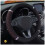 (Black Red) PU Leather Car Steering Wheel Cover - Embroidered 4