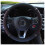 (Black Red) PU Leather Car Steering Wheel Cover - Embroidered 5