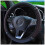 (Black Red) PU Leather Car Steering Wheel Cover - Embroidered 6