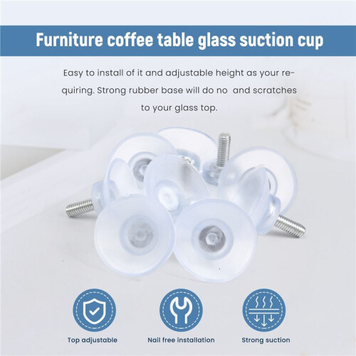 10 Pcs Rubber Strong Suction Cup Replacements for Glass Table Tops with M6 Screw 2